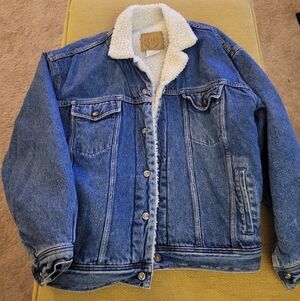 SOLD -Gap Sherpa-lined Denim Jacket, a Classic "Trucker" style Jacket
